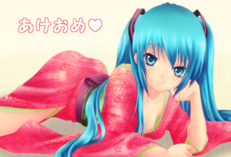 Blue-haired Anime Girl — Blue, Calm, Kimono