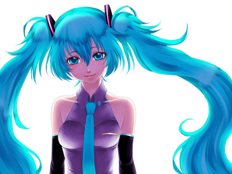 Blue-haired Anime Girl — Blue, Calm, Long Hair, Tie