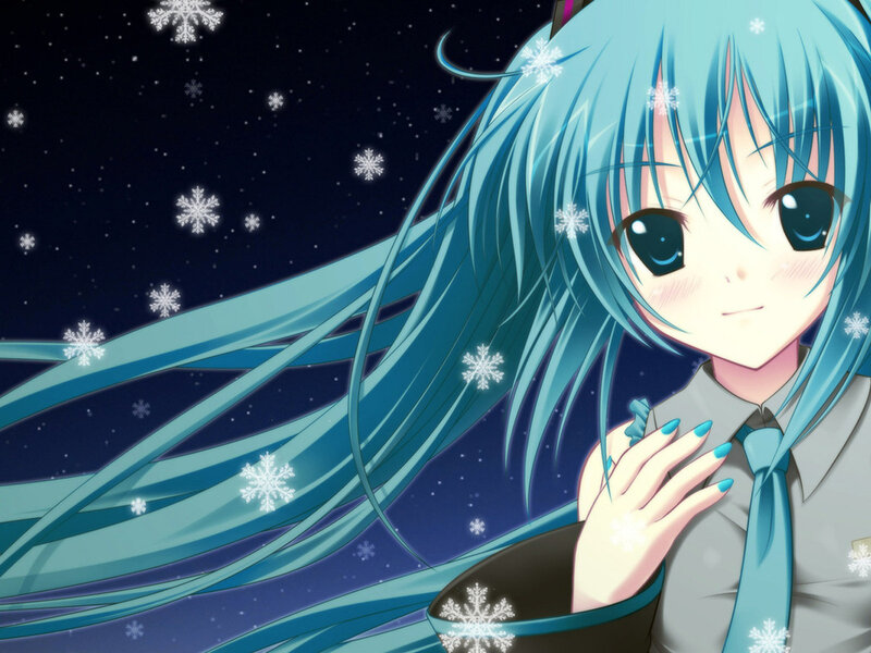 Blue-haired Anime Girl — Blue, Calm, Night