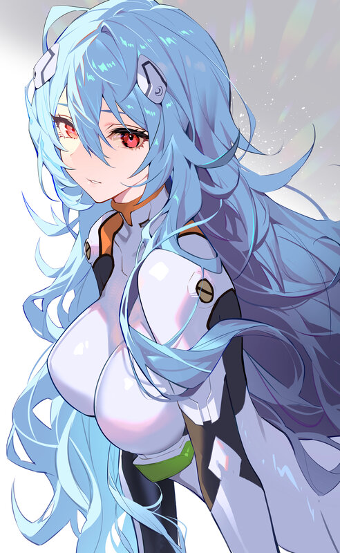 Blue-haired Anime Girl — Blue, Calm, Red Eyes, Mecha Suit