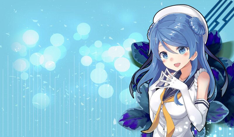 Blue-haired Anime Girl — Blue, Calm, Sailor Uniform, White Gloves