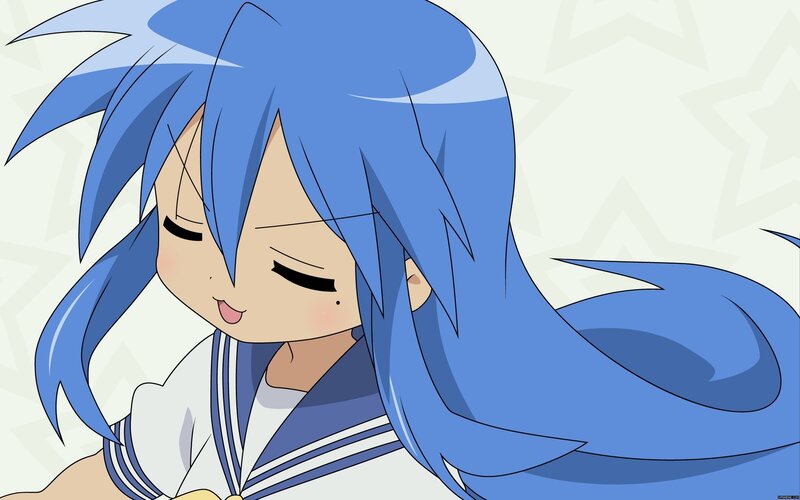 Blue-haired Anime Girl — Blue, Calm, School Uniform, Closed Eyes, Blush, White