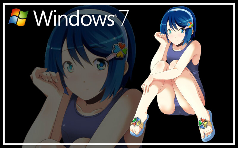 Blue-haired Anime Girl — Blue, Calm, Swimsuit, Sandals