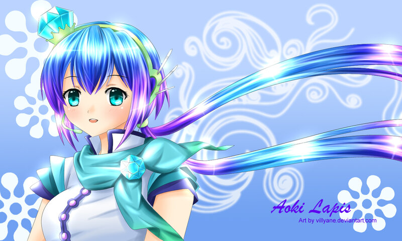 Blue-haired Anime Girl — Blue, Calm, Winter, Digital Art, Scarf
