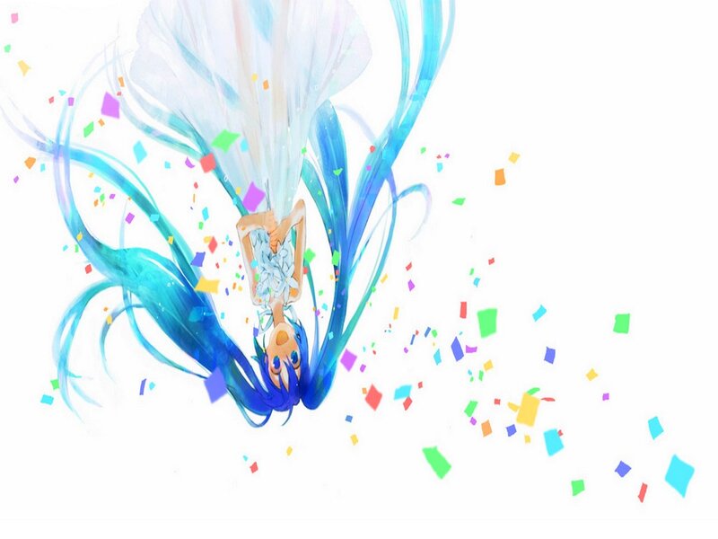 Blue-haired Anime Girl — Blue, Celebratory