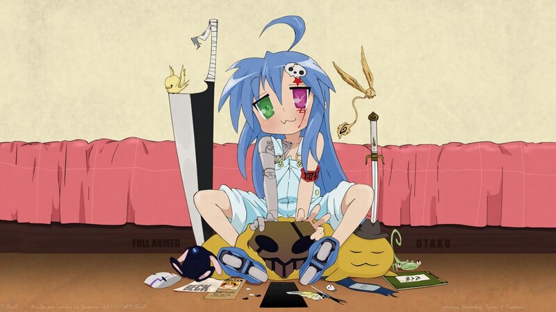 Blue-haired Anime Girl — Blue, Chaotic, Sword