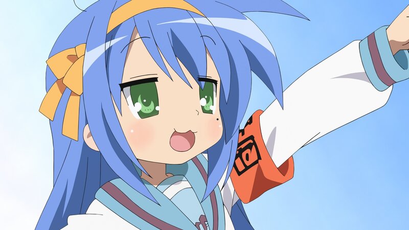 Blue-haired Anime Girl — Blue, Cheerful, Afternoon, Green Eyes