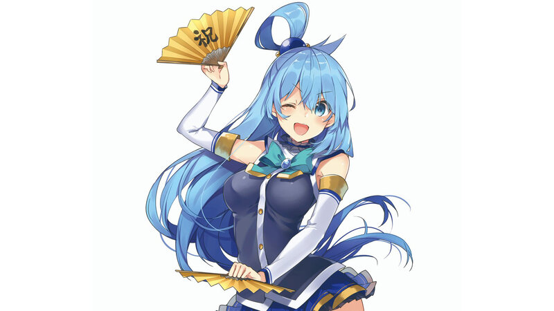 Blue-haired Anime Girl — Blue, Cheerful, Fan