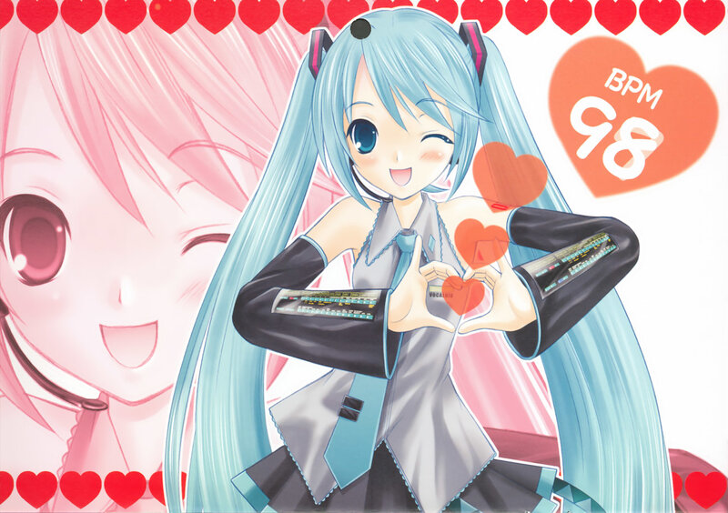 Blue-haired Anime Girl — Blue, Cheerful, Hearts