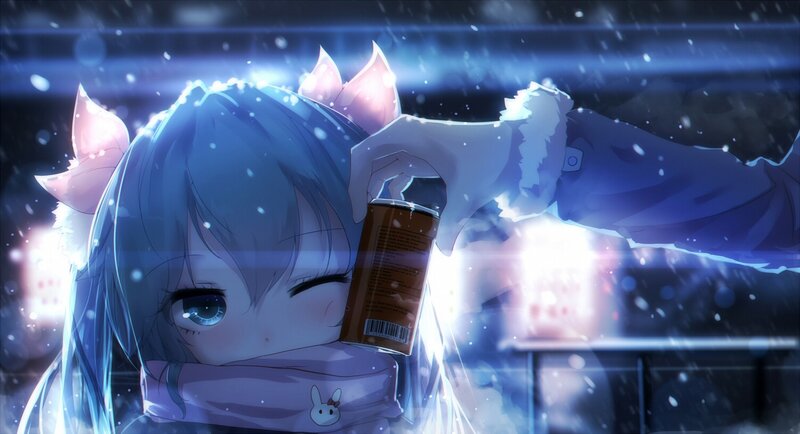 Blue-haired Anime Girl — Blue, Cold, Night