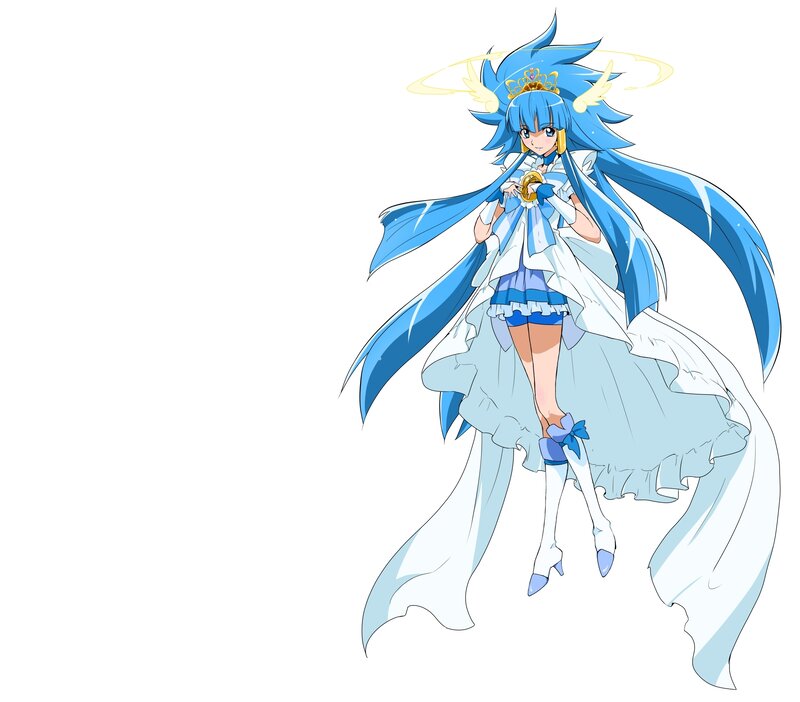 Blue-haired Anime Girl — Blue, Confident, Crown