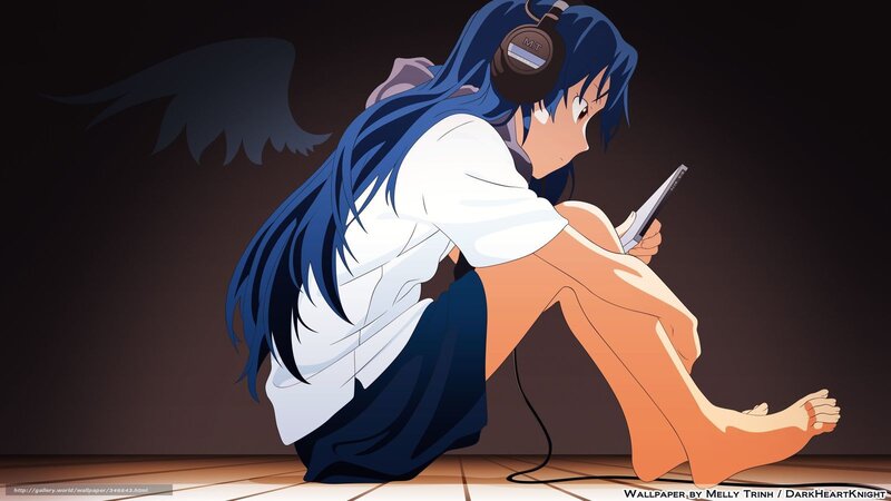 Blue-haired Anime Girl — Blue, Contemplative