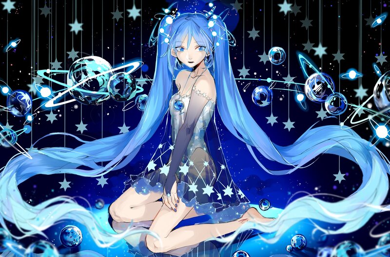 Blue-haired Anime Girl — Blue, Cosmic