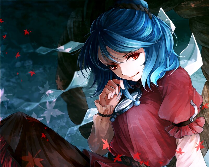 Blue-haired Anime Girl — Blue, Dramatic, Autumn