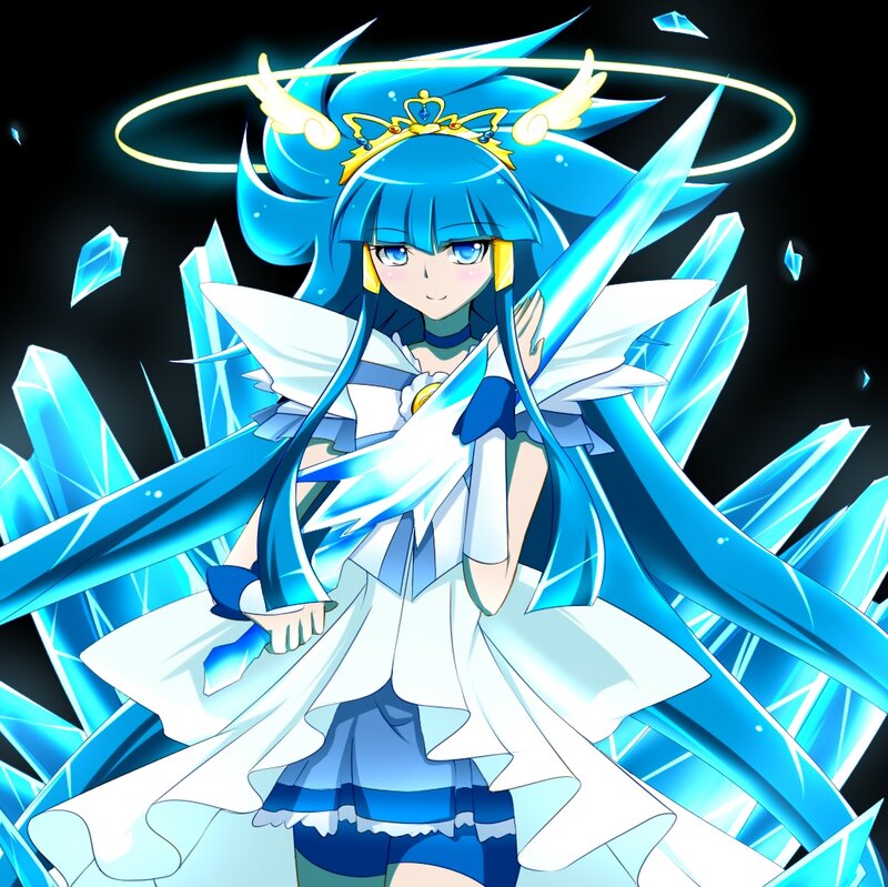 Blue-haired Anime Girl — Blue, Dramatic, Crystals