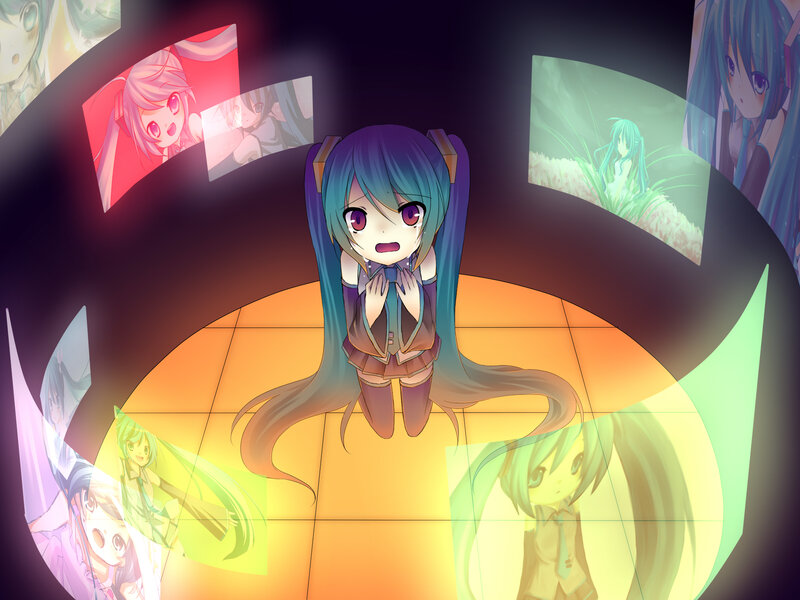 Blue-haired Anime Girl — Blue, Dramatic, Digital Art, Multiple Images