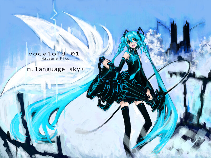 Blue-haired Anime Girl — Blue, Dramatic, Digital Art, Skyscraper