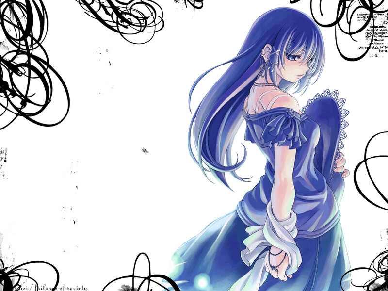 Blue-haired Anime Girl — Blue, Dramatic, Dress, Long Hair