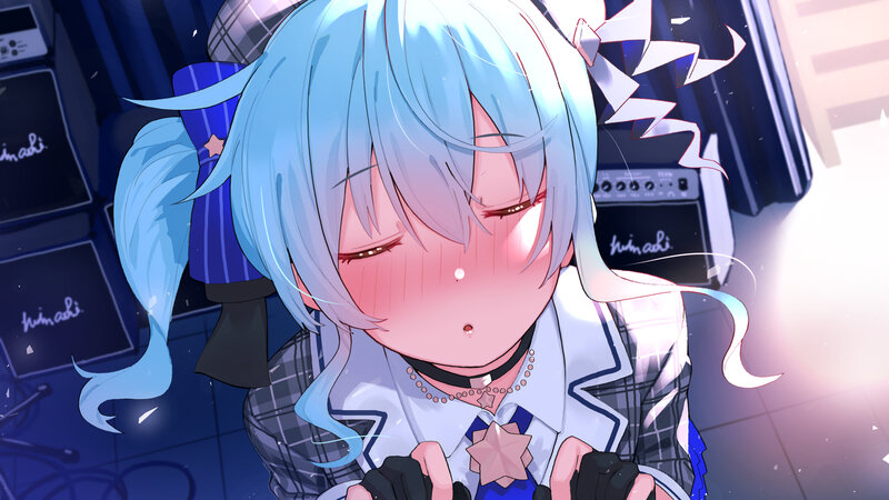 Blue-haired Anime Girl — Blue, Dramatic, Guitar Amplifier
