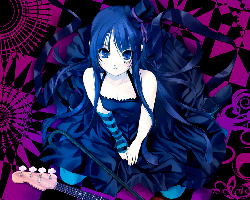Blue-haired Anime Girl — Blue, Dramatic, Guitar