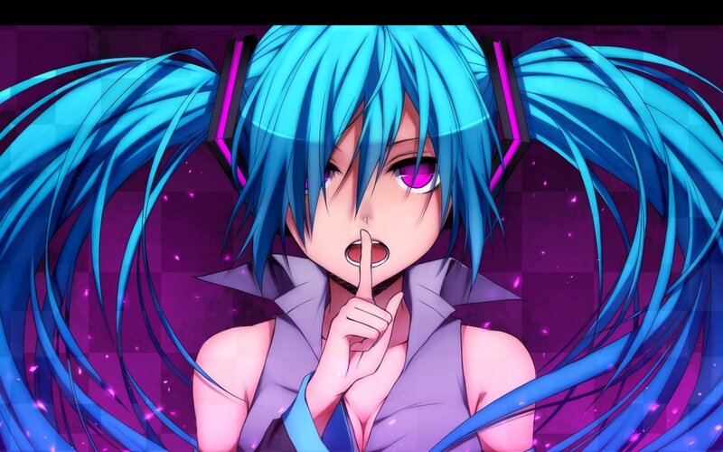 Blue-haired Anime Girl — Blue, Dramatic, Headphones, Long Hair