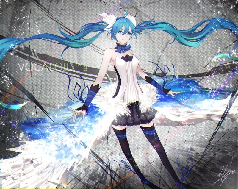 Blue-haired Anime Girl — Blue, Dramatic, Long Hair, Feathered Skirt
