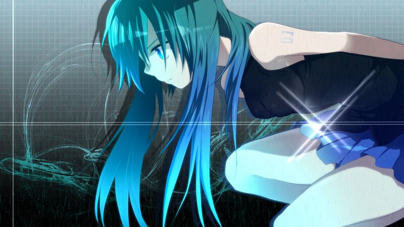 Blue-haired Anime Girl — Blue, Dramatic, Long Hair, Glowing Eyes