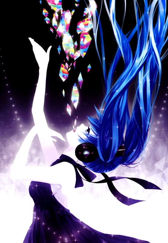 Blue-haired Anime Girl — Blue, Dramatic, Night, Digital Art, Headphones, Silhouette