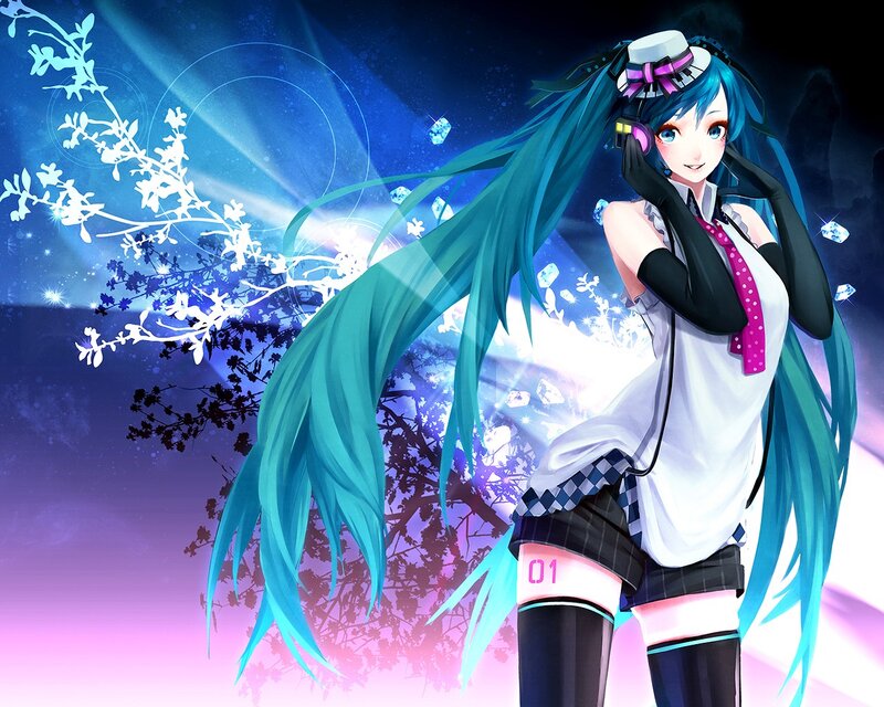 Blue-haired Anime Girl — Blue, Dramatic, Night, Digital Art, Headphones