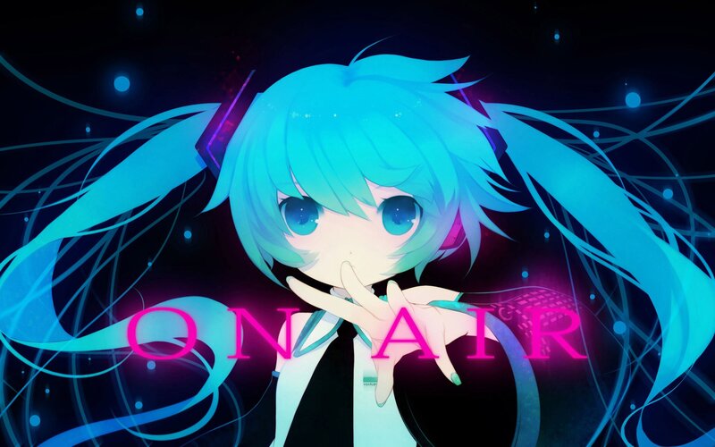 Blue-haired Anime Girl — Blue, Dramatic, Night, Digital Art, Text