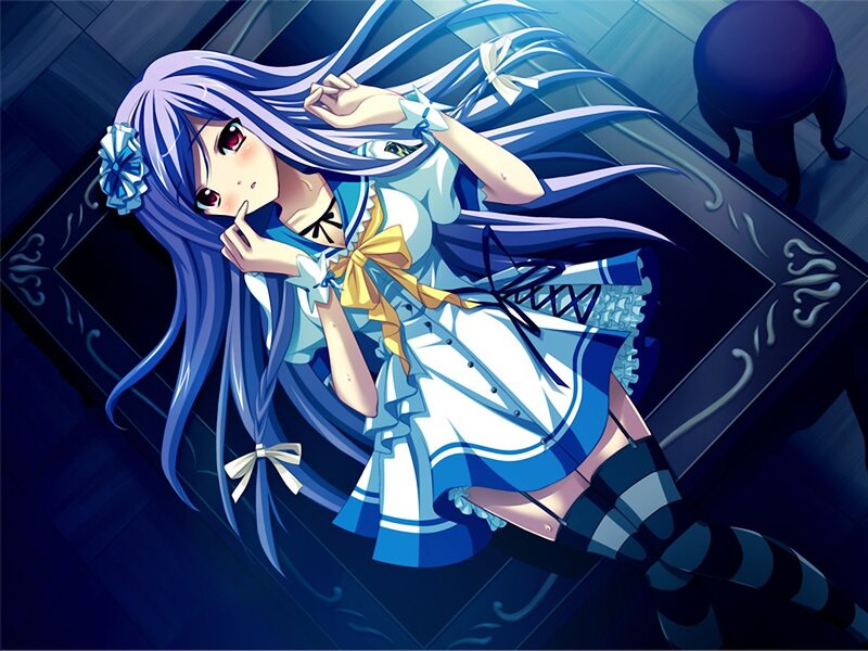Blue-haired Anime Girl — Blue, Dramatic, Night, Dress