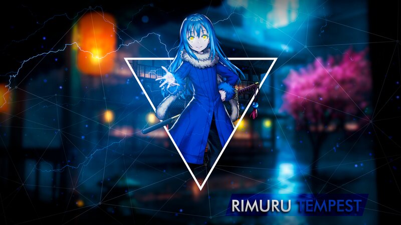 Blue-haired Anime Girl — Blue, Dramatic, Night, Lightning
