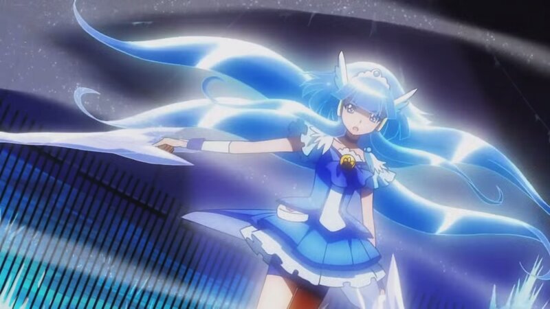 Blue-haired Anime Girl — Blue, Dramatic, Night, Magic