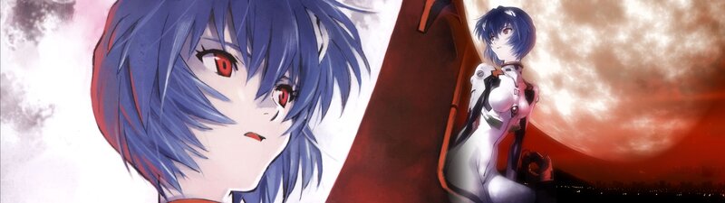 Blue-haired Anime Girl — Blue, Dramatic, Night, Mech Suit, Red Moon