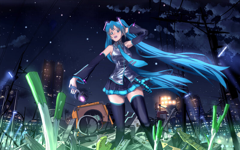 Blue-haired Anime Girl — Blue, Dramatic, Night