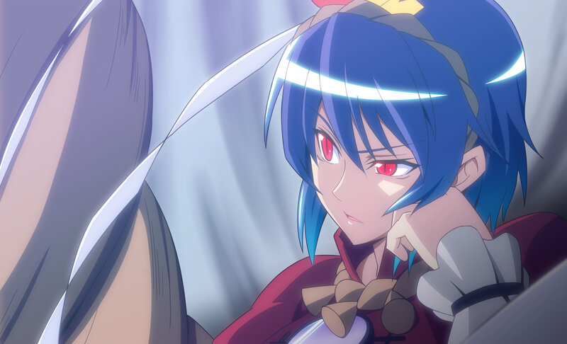 Blue-haired Anime Girl — Blue, Dramatic, Red Eyes