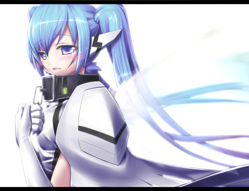 Blue-haired Anime Girl — Blue, Dramatic, Robotic Collar
