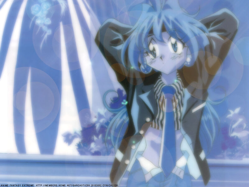 Blue-haired Anime Girl — Blue, Dramatic, School Uniform, Tie