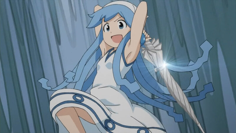 Blue-haired Anime Girl — Blue, Dramatic, Sword