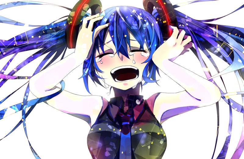 Blue-haired Anime Girl — Blue, Dramatic, Tears