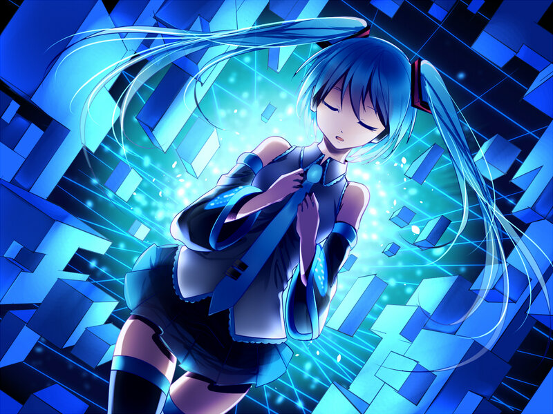 Blue-haired Anime Girl — Blue, Dramatic, Twin Tails