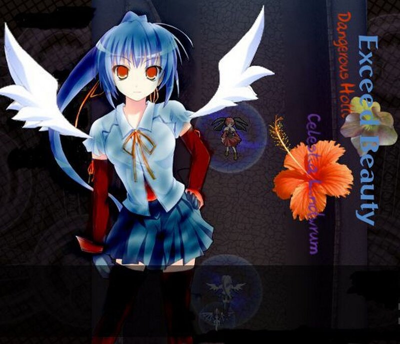 Blue-haired Anime Girl — Blue, Dramatic, White Wings