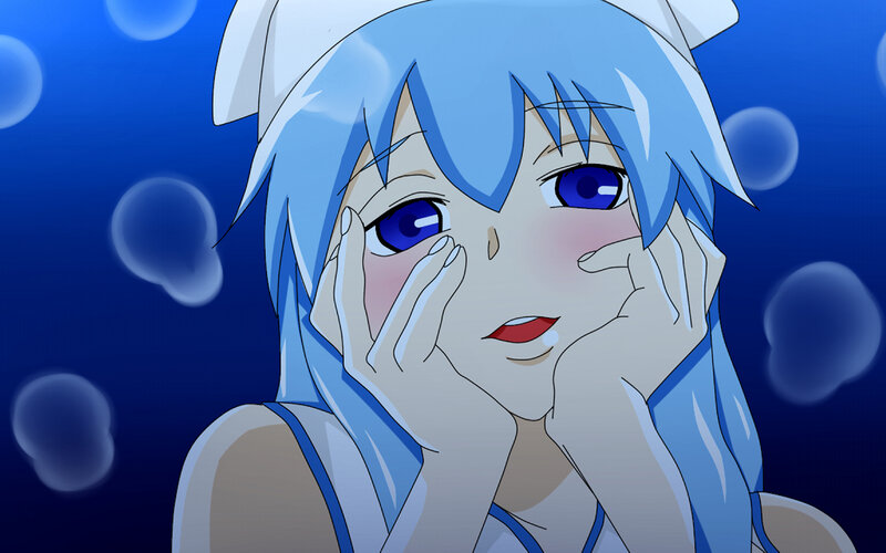 Blue-haired Anime Girl — Blue, Dreamy, Bubbles