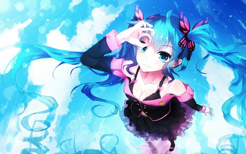 Blue-haired Anime Girl — Blue, Dreamy, Butterfly Hair Accessory