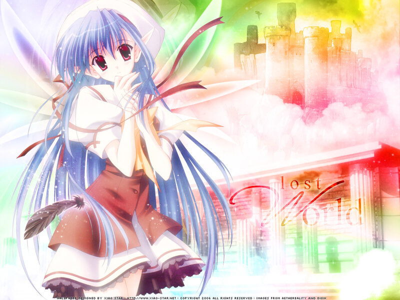 Blue-haired Anime Girl — Blue, Dreamy, Castle