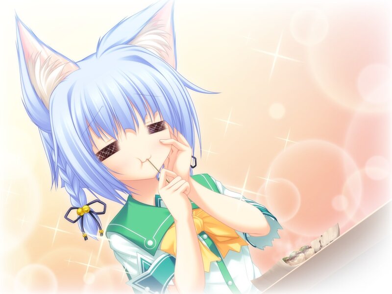 Blue-haired Anime Girl — Blue, Dreamy, Cat Ears