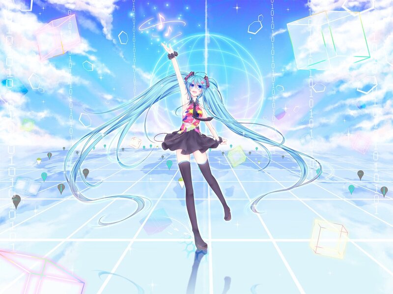 Blue-haired Anime Girl — Blue, Dreamy, Digital Art, Binary Code