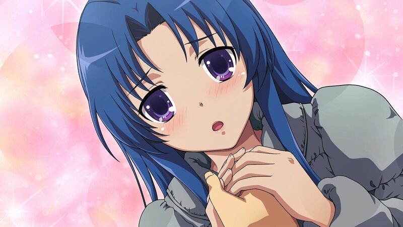 Blue-haired Anime Girl — Blue, Dreamy, Purple Eyes