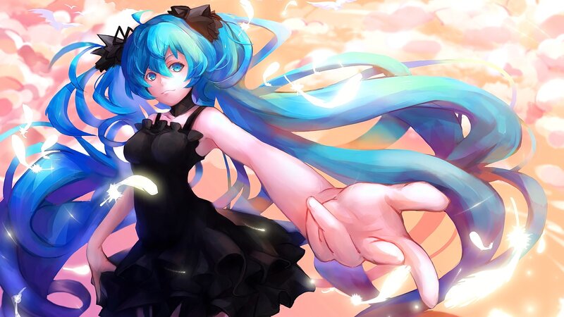 Blue-haired Anime Girl — Blue, Dreamy, Sunset