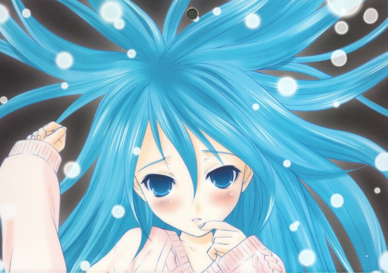 Blue-haired Anime Girl — Blue, Dreamy, Winter, Snowflakes